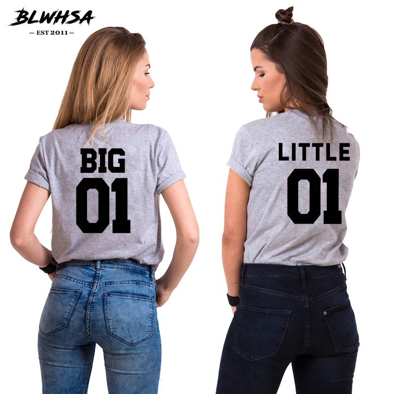 

BLWHSA Big Little Print T Shirt Women Big Little Shirts Sorority Gift Slogan T-shirt Hip Hop Summer Women's Best Friend T shirts