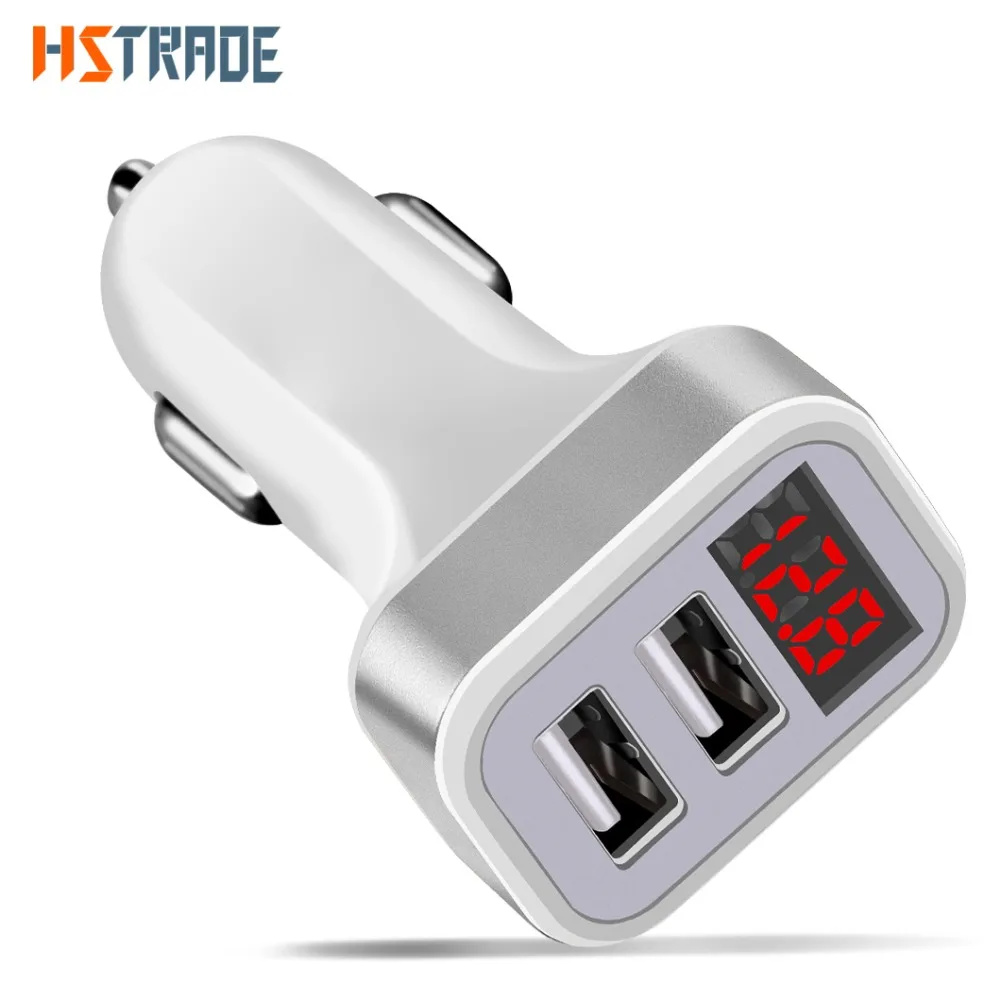 Автомобильное зарядное устройство цифровой дисплей 2.1A двойной порт USB адаптер