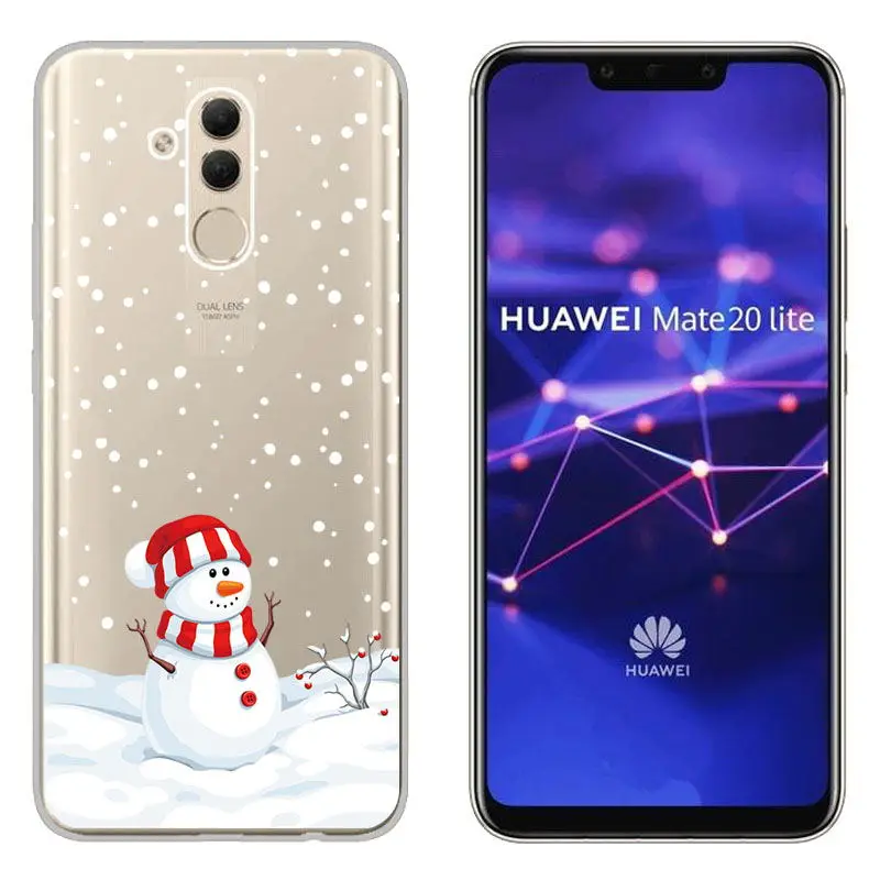 Christmas Festive Santa Reindeer Printed Soft TPU Case sFor Huawei P Smart Y5 2017 Y6 2018 Mate 20 Lite Honor 10 8X Clear Cover |