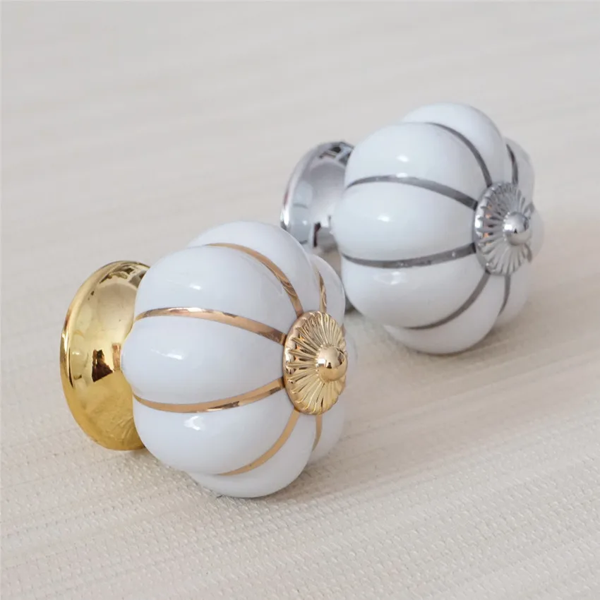 Цвет серебристый Золотой дверные ручки в виде тыквы Керамика и шкафа ящика
