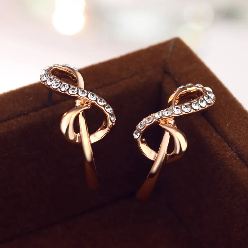 Neoglory австрийские стразы серьги гвоздики элегантный дизайн розовое золото цвет