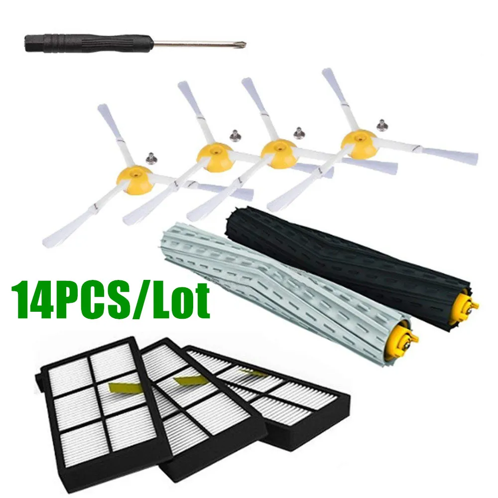 14pcs lot Для IRobot Roomba Запчасти комплект серии 800 860 865 866 870 871 880 885 886 890 900 960 966 980-щётки и фильтры - Цвет: 14pcs lot