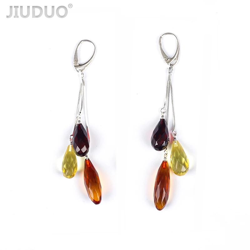 Натуральный янтарь серьги для Для женщин 925 пробы серебро Мода длинные падение