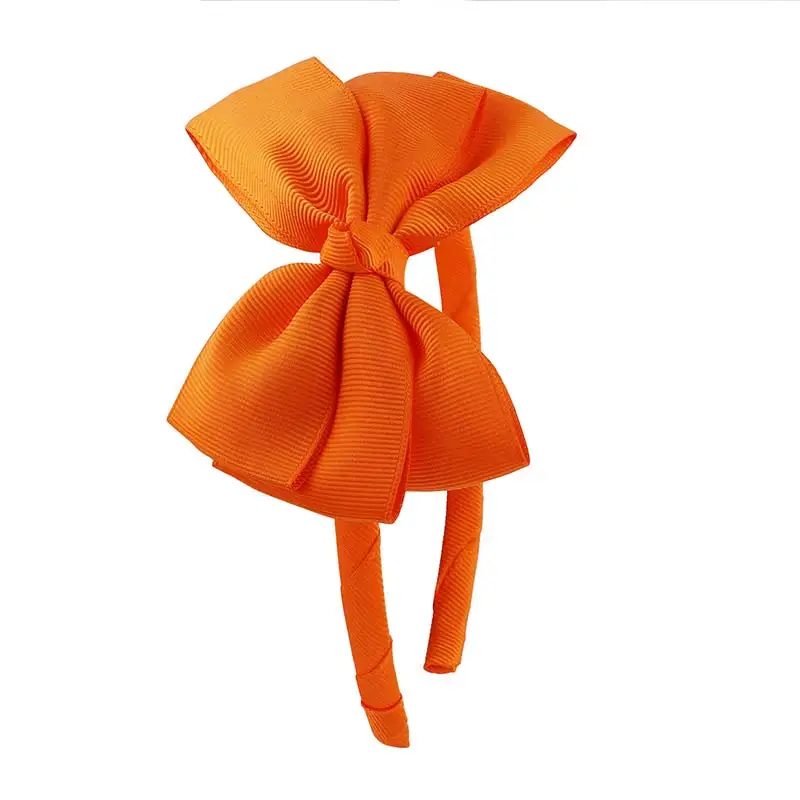 Orange A Новинка, 98 цветов, повязка для волос с бантом для девочек, детская цельная повязка для волос с корсажной лентой ручной работы, аксессуары для волос в горошек, головной убор - Цвет: Orange A
