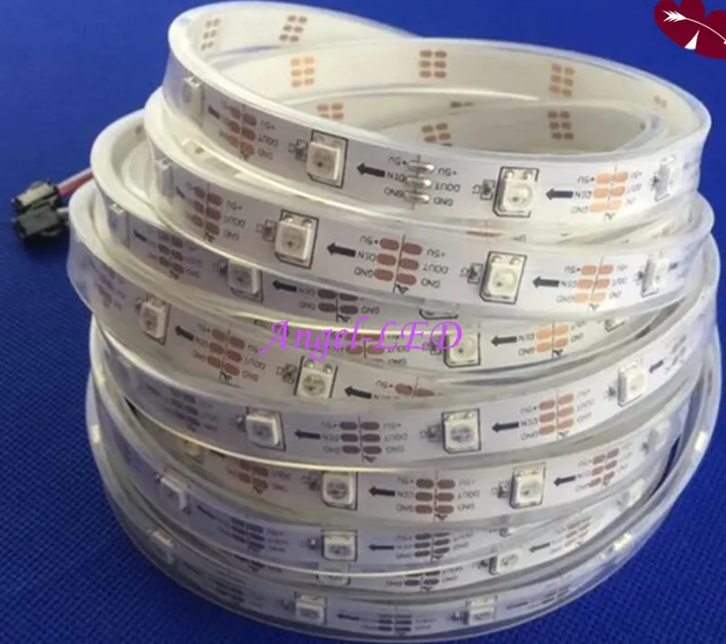 5 m/roll DC5V ws2812b 150 светодиодный 300 светодиодный ws2812IC встроенный индивидуально адресуемых 30/60 светодиодный s/m 5050 RGB Мечта Цвет Светодиодные ленты свет