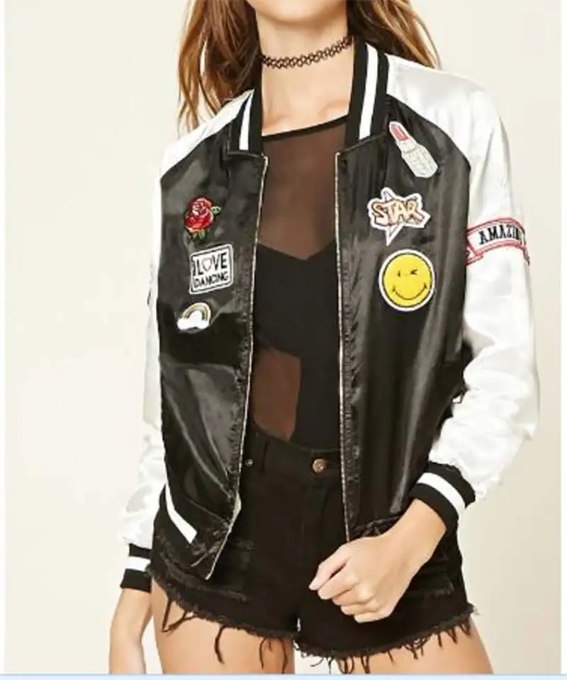 Женская куртка-бомбер с вышивкой VOGUE!N куртка длинными рукавами в стиле Харадзюку