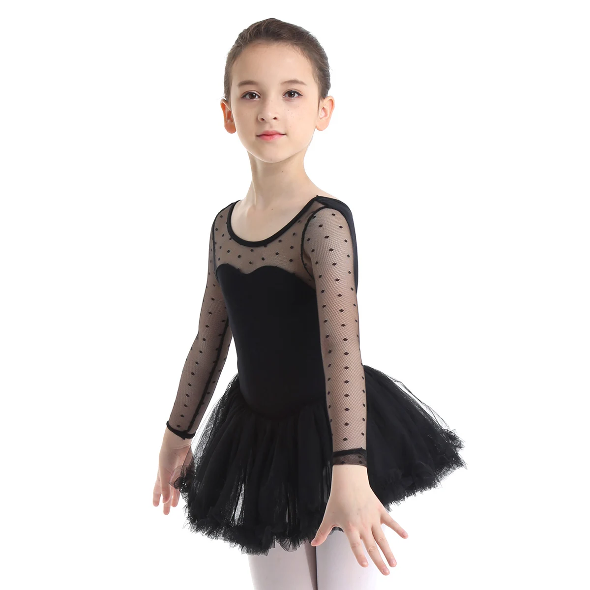Балетное платье для девочек MSemis гимнастическое трико хлопковое Сетчатое в