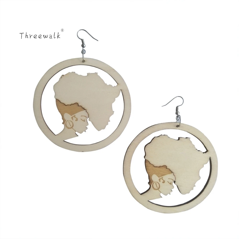 E200 новейшие африканские деревянные серьги Карта Африки подарок для женщин |