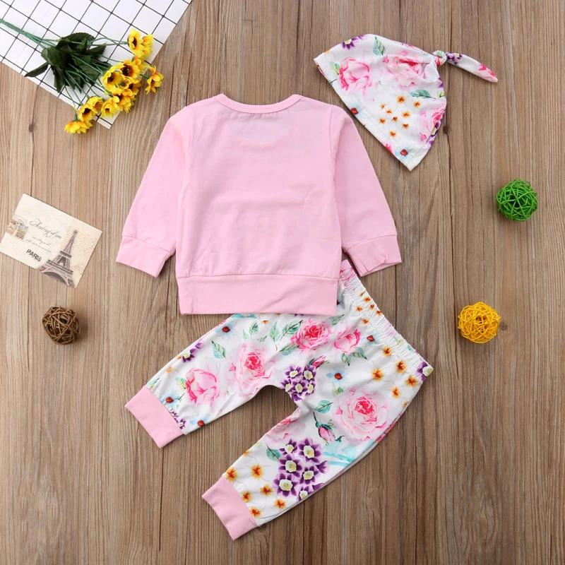 Комплект одежды FOCUSNORM для новорожденных девочек топы футболка штаны с цветочным