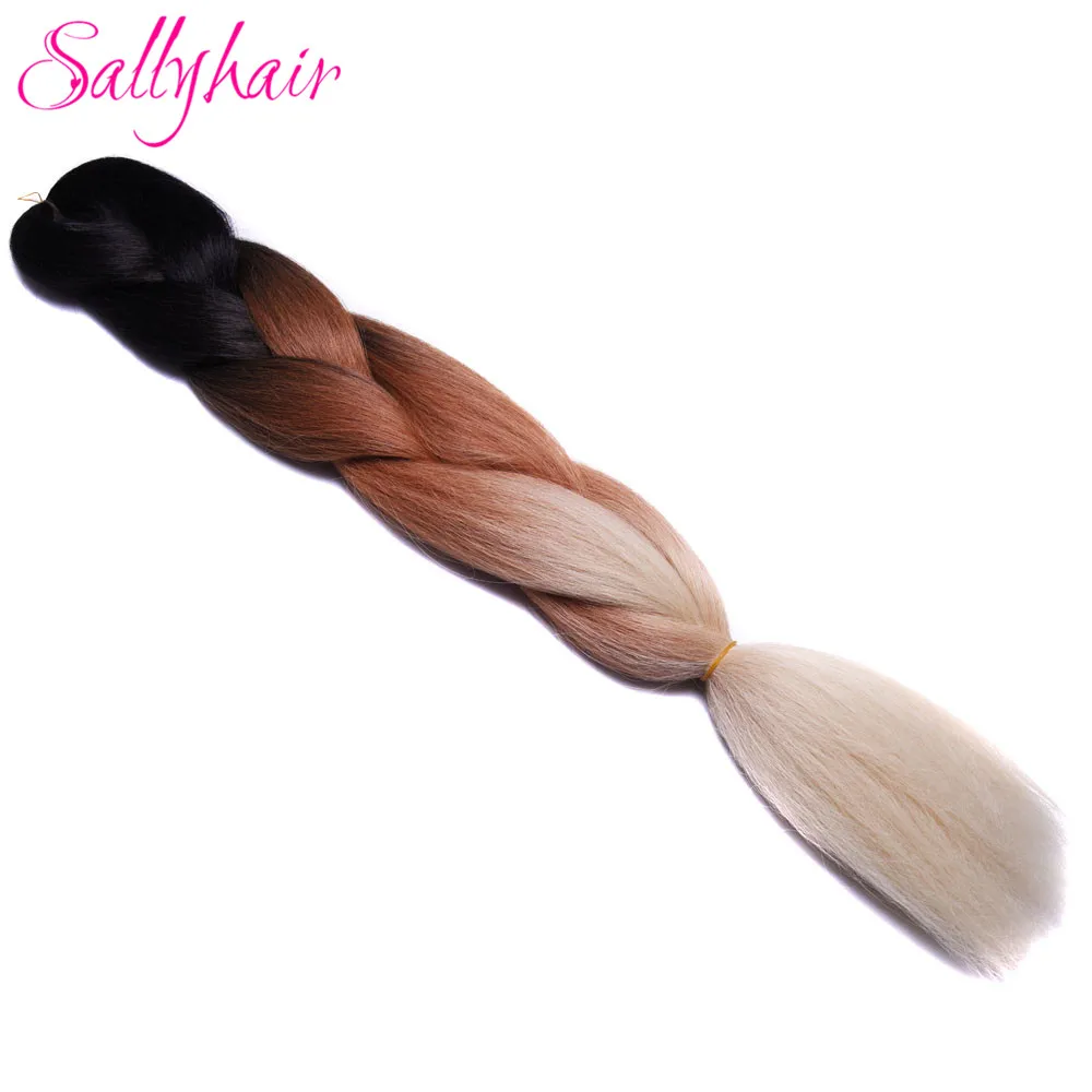 P6/613 Jumbo косы ombre плетение волос 2 3 тон чёрный; коричневый розовый цвет sallyhair 24 дюйма высокой Температура Волокно Синтетические волосы расширение - Цвет: P6/613