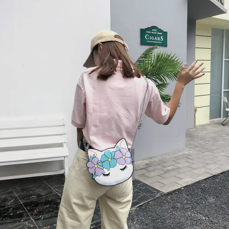 2019 New Animal Bag for Women Lady Cute Cartoon Cat Shoulder/Crossbody Mini Versatile Appliques Flap drop shopping | Багаж и сумки