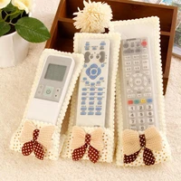 3pcsset dust proof bowknot tv remote control case air condition control cover textile protective bag tv air condition protector