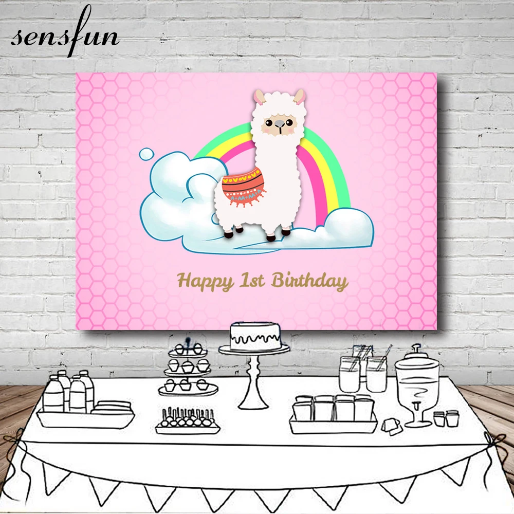 Мультфильм Альпака Радуга Фотофон для детей розовый тема детский душ Happy 1st День