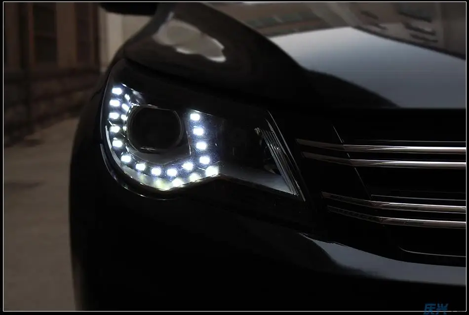 KOWELL автомобильный Стайлинг для VW Tiguan фары 2009 2010-2012 Tiguan светодиодный фары DRL Биксеноновые линзы Высокий Низкий Луч парковочная противотуманная фара