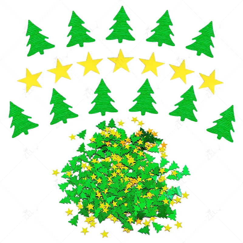 Xmas Tree Star ZLJQ Рождеством конфетти декорация Разбрасыватели конфетти для стола елка снежинка Лось Звезда Зеленый Блестки пайетки вечерние маленькие украшения - Цвет: Xmas Tree Star