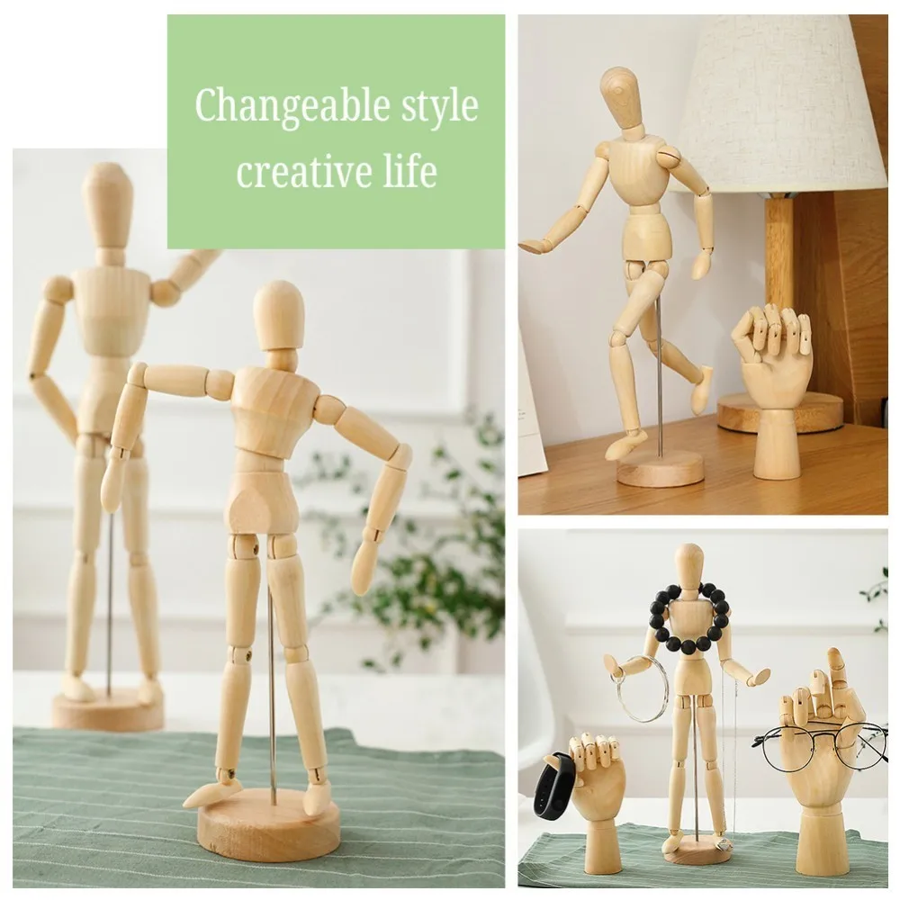 3 размера шарнирная фигура деревянная человекообразная ручная кукла краска