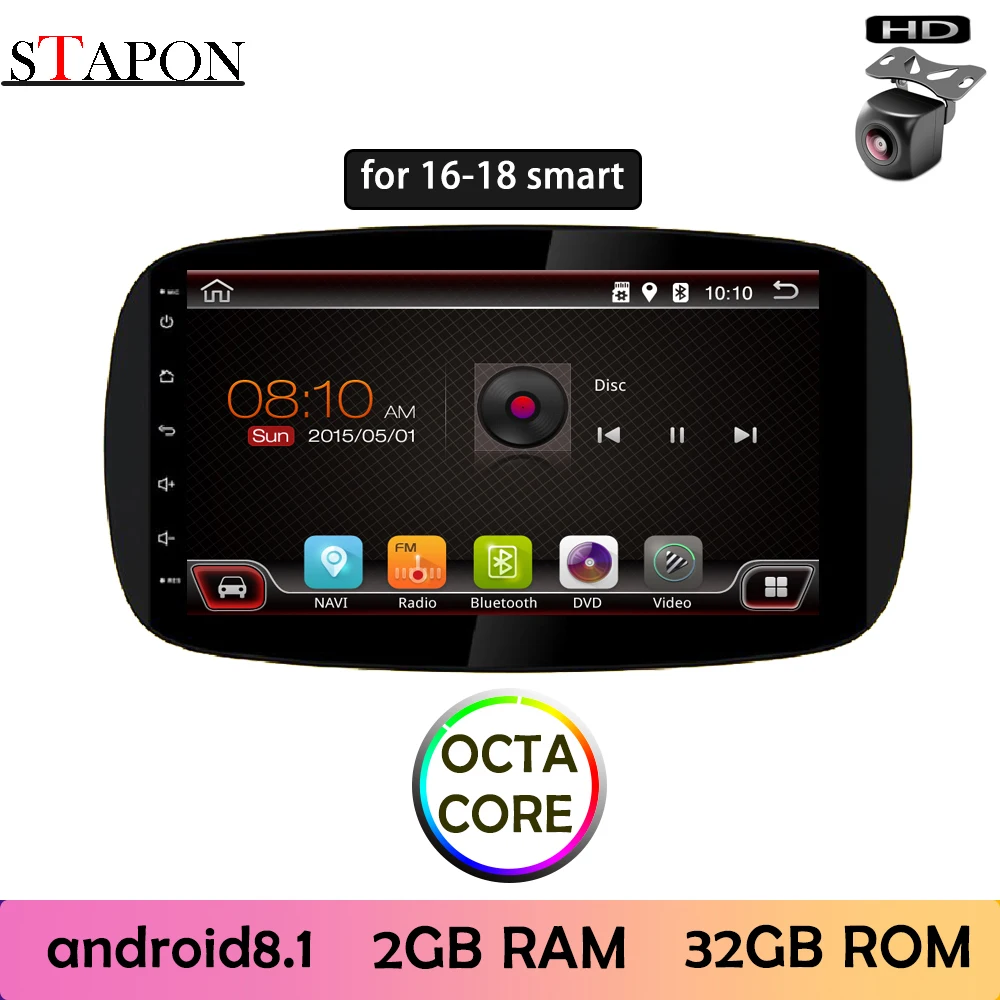 STAPON 9 дюймов для smart 2016 18 автомобилей Android8.1 2GBRAM навигация рулевое колесо