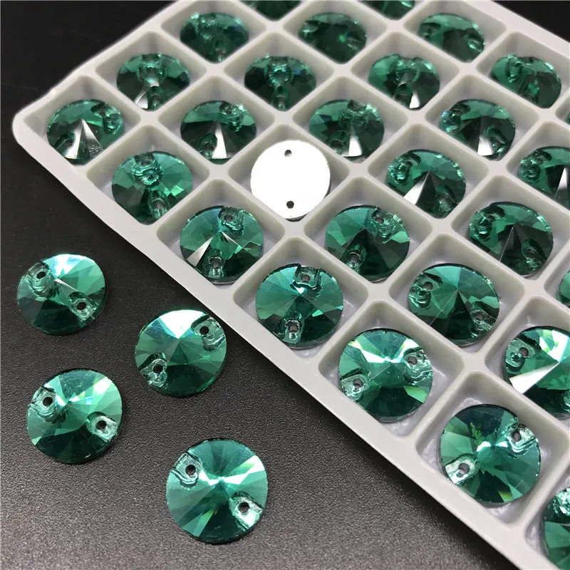 Зеленый циркониевый стеклянный кристалл риwill пришивной камень с плоской задней
