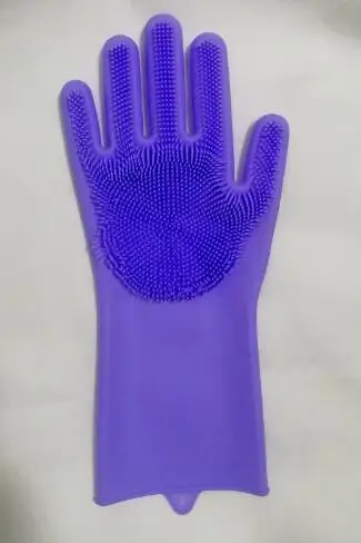 Purple 1 пара(2 шт.) волшебные перчатки для мытья посуды экологически чистые скруббер чистящие кухонные перчатки для ванной - Цвет: Purple