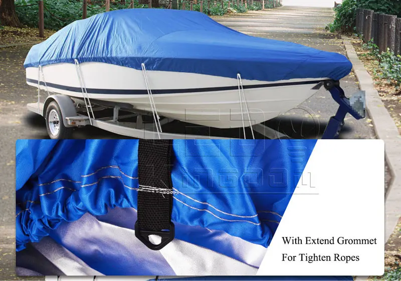 

20-22Ft Heavy Duty Fabric Waterproof Trailable Boat Cover V-Hull 95" Beam Blue