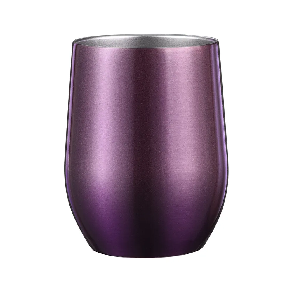 9 oz UV покрытие Сталь Stemless Стекло Нержавеющая сталь стакан с крышкой для Кофе