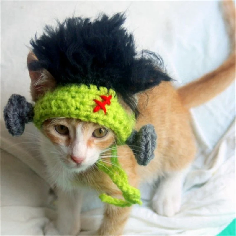 Pet вязаный Кепки собаки кошки Хэллоуин костюм для собаки кошки фестиваль Косплэй милый пират рога КРС шляпа с милой собачкой повязка для волос аксессуары головной убор