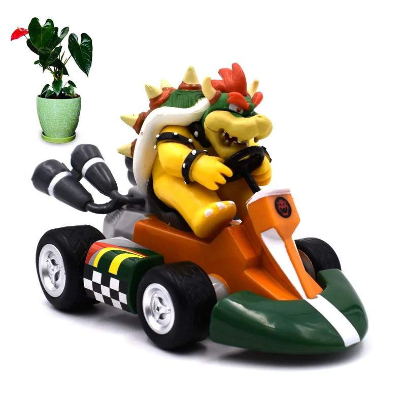 Bowser Koopa 1 PCS 6 шт./партия, Супер Марио, картинг, оттягивающийся автомобиль, Луиджи Боузер, Купа, Ослик, Конг, принцесса, персик, Жаба, гриб, автомобиль, ПВХ, фигурка, игрушка для детей - Цвет: Bowser Koopa 1 PCS
