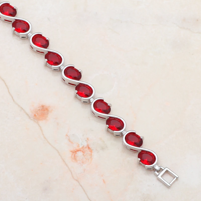 Женские вечерние браслеты Гранат TB852A подарочные украшения из белого золота в тон