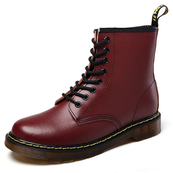 WINE RED Ботинки для влюбленных; doc martins; Ботинки martin в британском стиле в винтажном стиле; классический костюм унисекс; Ботинки martin из натуральной кожи; мужские Shoes35-45 в байкерском стиле на толстом каблуке - Цвет: WINE RED