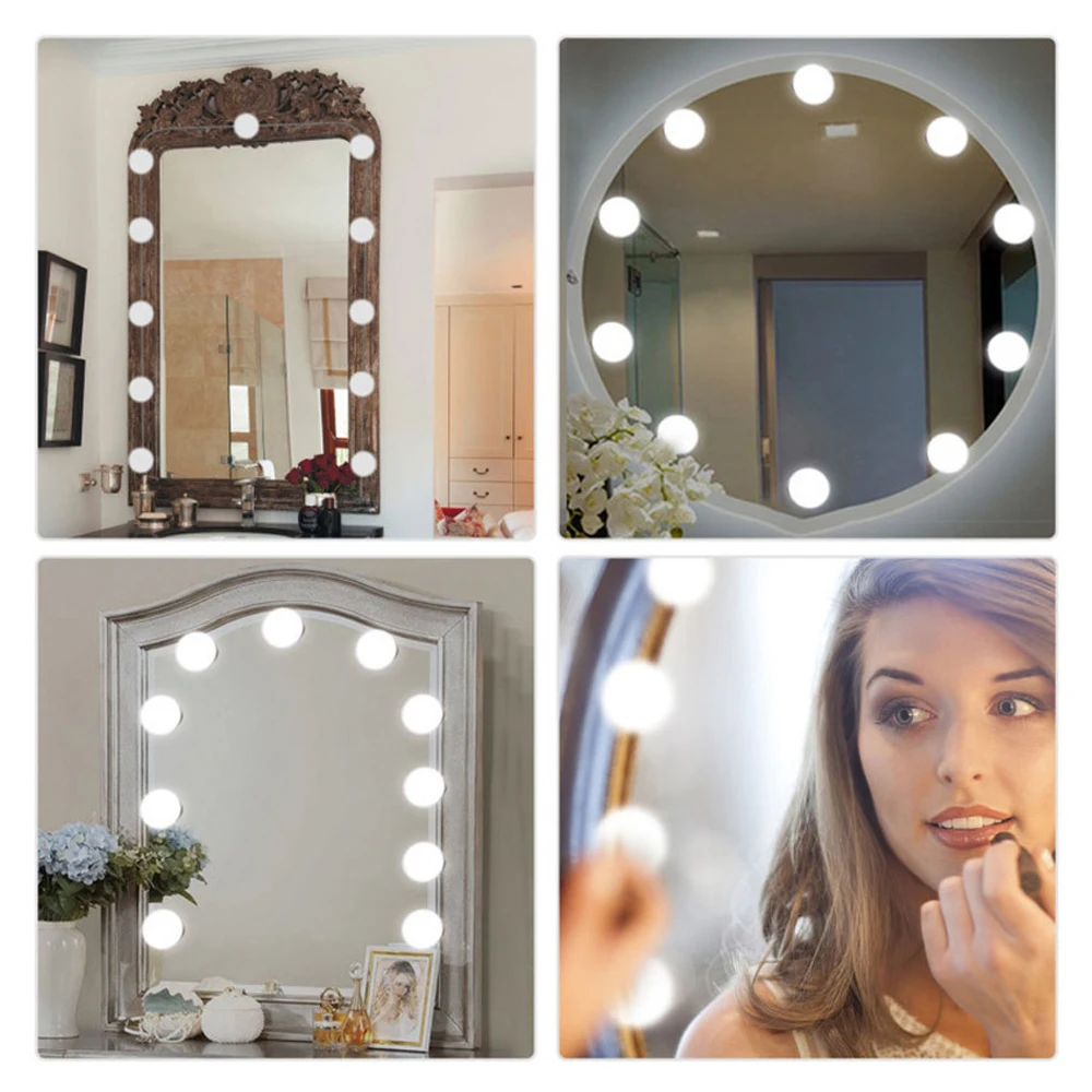 

Led Vanity Mirror Light 360 Degree Rotation Hollywood Style Kit for Dressing Table Lighted Makeup Mirror Light Bulbs 10 Dimmable
