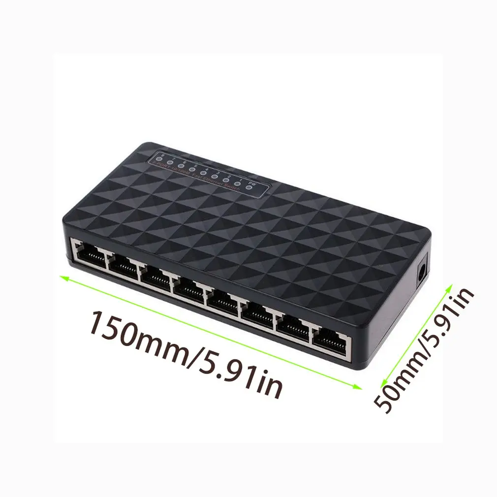 Камер Мгновенной Печати Mini 8 Порты и разъёмы быстрому включению 10/100 Мбит/с сетевой коммутатор концентратор Fast Ethernet LAN Ethernet сетевой Настольный коммутаторы адаптер Черный