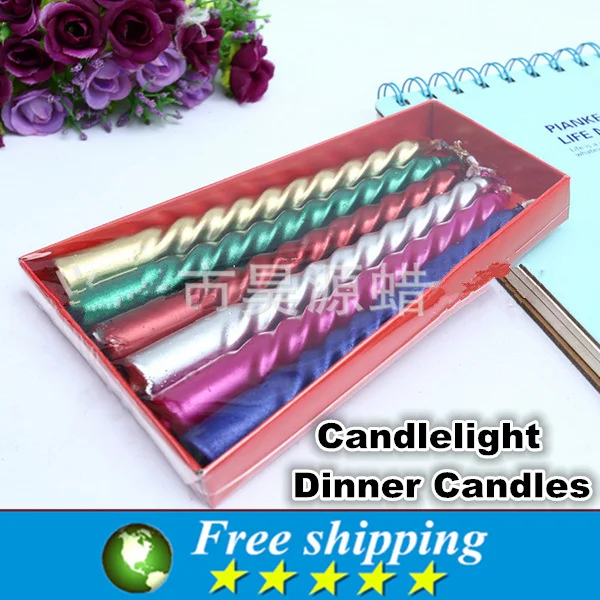 

60pcs High Quality Candle Taper Twisted Smokeless Dinner Dining Table Wedding Spiral Long Candles Wax,gold, blue, green,