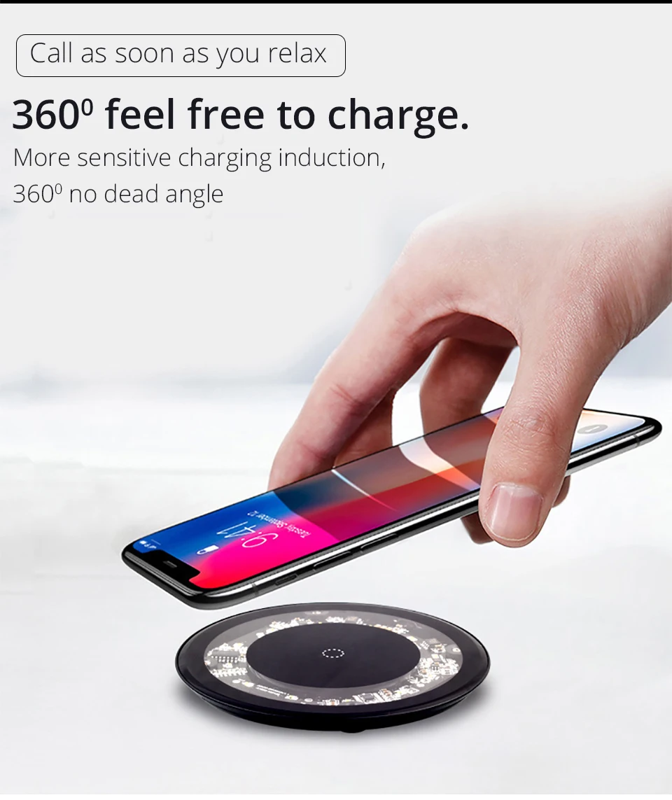 BONOLA 10 Вт Быстрое беспроводное зарядное устройство для samsung S10+/S9/S8 Qi Беспроводное зарядное устройство для iPhone XsMax/8 plus huawei P30 Xiaomi 9 pad