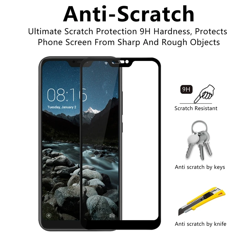 Полное покрытие закаленное стекло для Xiaomi Mi A2 Lite Защитная стеклянная пленка MiA2