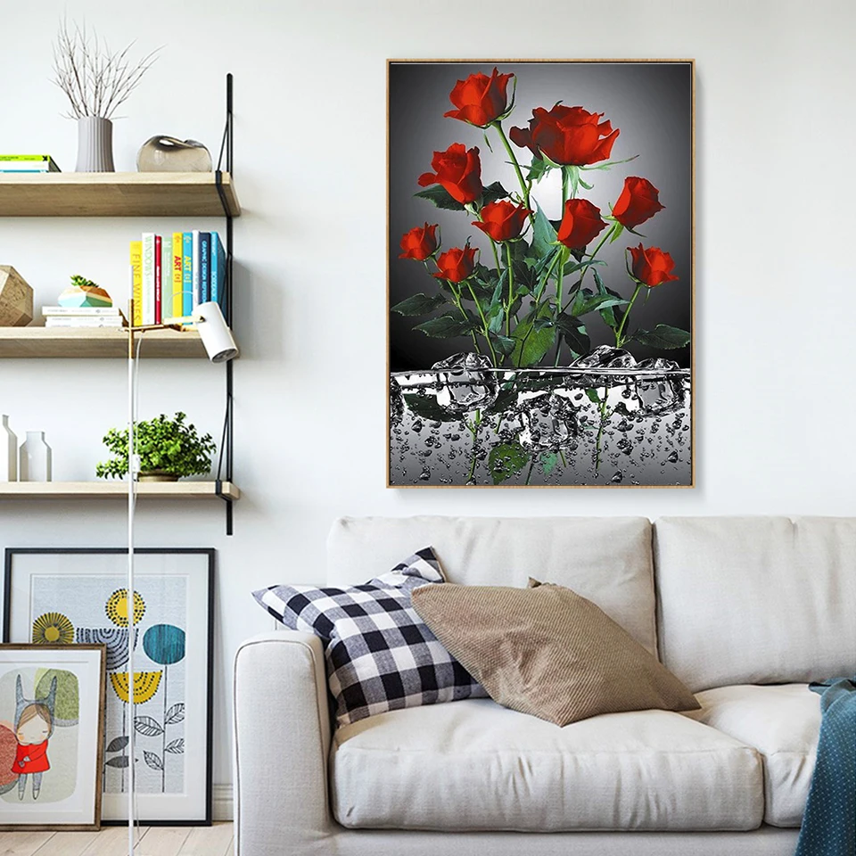 5D DIY Алмазная картина Полный Круглый Цветок Роза вышивка цветок вышитый бисером