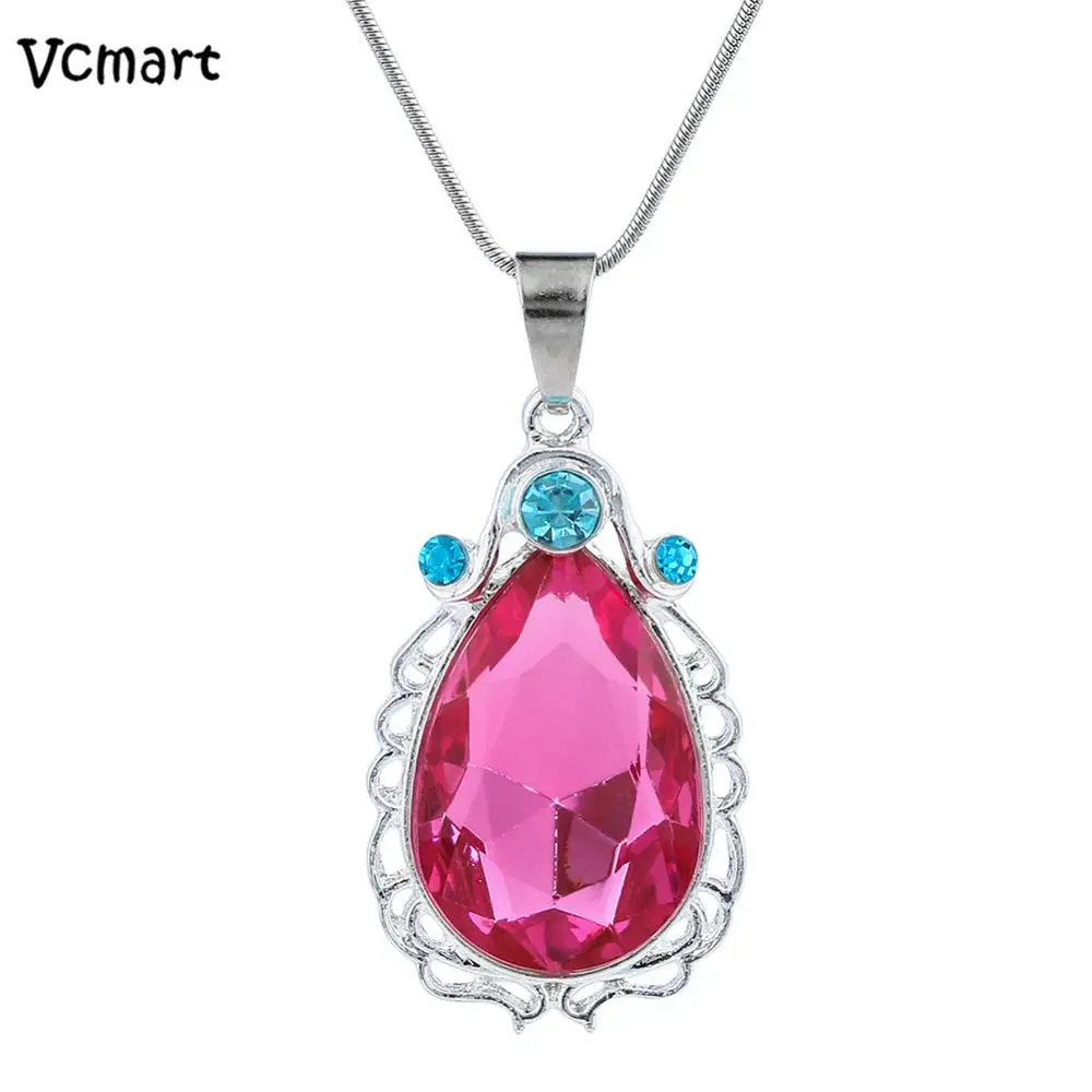 with gift box Новинка, Sofias, амулет, принцесса, ожерелье с подарочной коробкой, розовые детские стразы, Овальные Цепочки, ожерелье - Окраска металла: with gift box