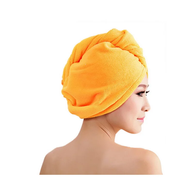 orange Urijk полотенце для сушки волос для женщин, девушек, Абсорбирующая микрофибра, быстросохнущая шапка для волос, шапка-тюрбан, повязка на голову для купания - Цвет: orange