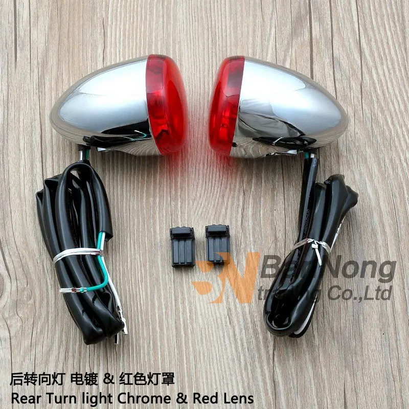 Rear chrome red Мотоцикл передний задний указатель поворота сигнальные огни лампа для Harley Softail Dyna Sportster Fat Boy V-Rod XL883 XL 883 1200 - Цвет: Rear chrome red