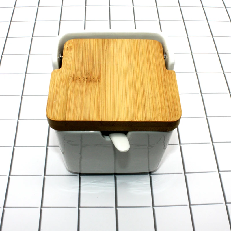 Креативная керамическая банка для приправ коробка бутылка с бамбуковыми и