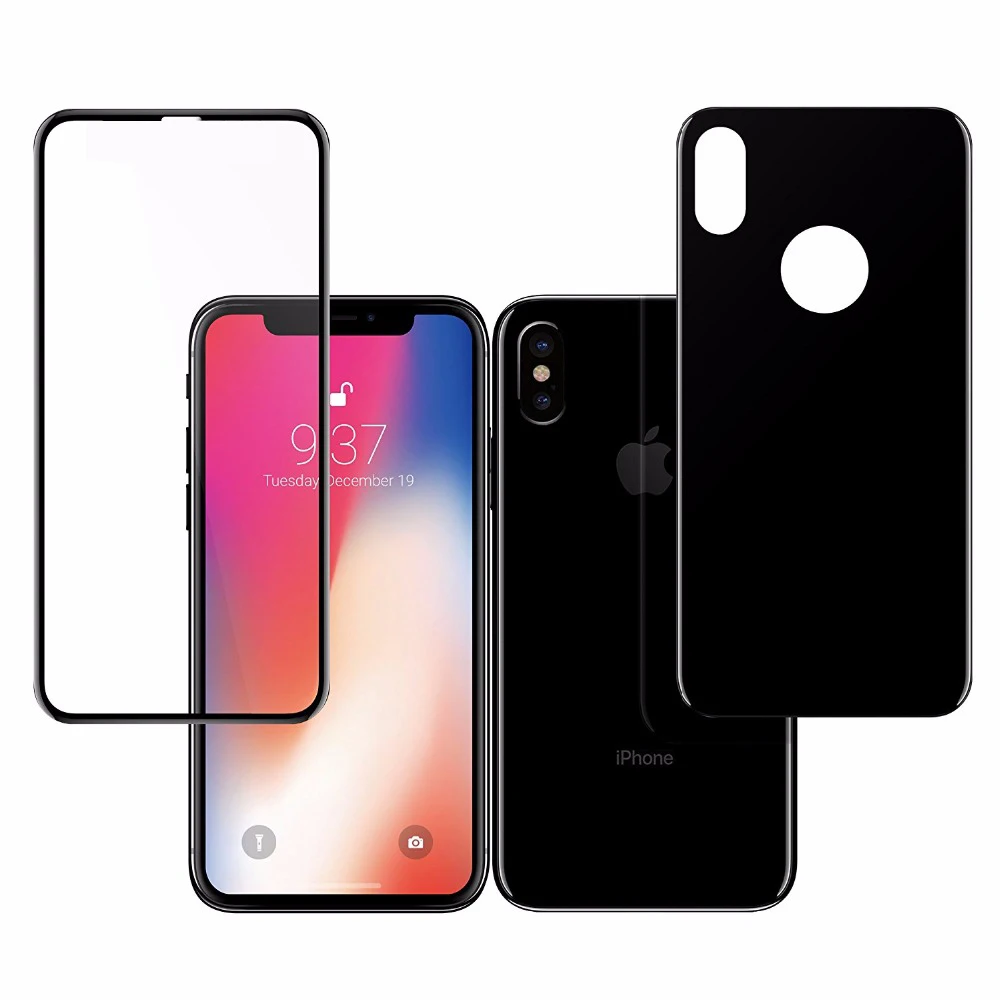 Настоящее 5D переднее + заднее закаленное стекло для iphone XS MAX XR 10X7 8 Plus 2 шт.