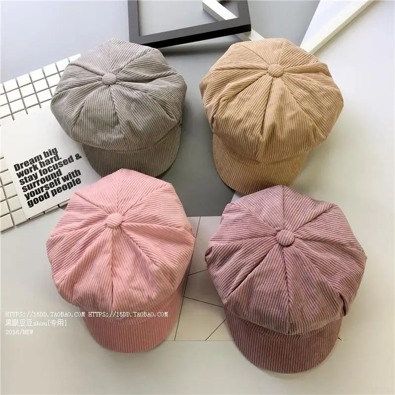Autumn Winter New Hot Fashion Women Casual Simple Vintage Warm Berets Female Corduroy Solid Color Painter Caps Hats | Аксессуары для
