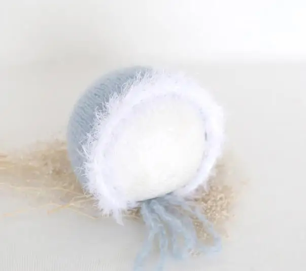 Silk Bonnet Пушистый комплект с медвежонком из ангоры; вязаный Рабочий комбинезон с мишкой для новорожденных; реквизит для фотосессии; комплект одежды с шапочкой для маленьких девочек; реквизит для фотосессии - Цвет: Silk Bonnet