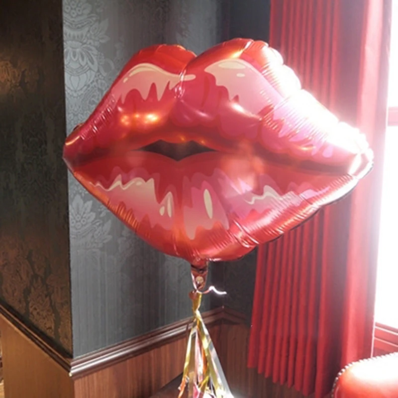 10pcs/lot 75*75cm lip helium balloons love globos rose red lip balloon for Valentine's Day kiss me foil balloon wedding decor