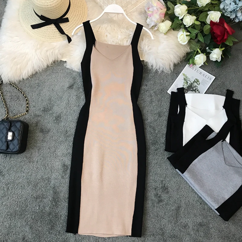 FMFSSOM женское сексуальное платье-карандаш на тонких бретелях 2020 новое летнее