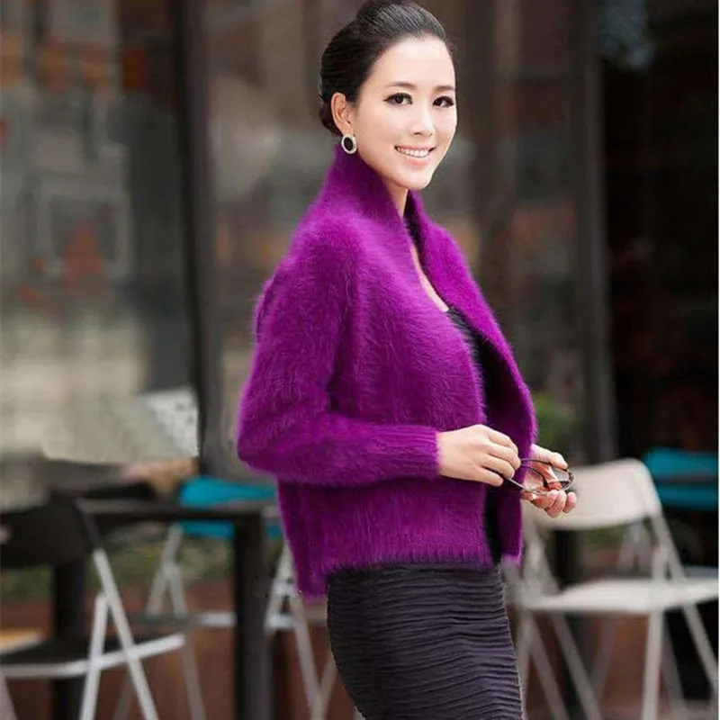 2020 New 100% Mink Cashmere Sweater Women Cardigan Winter Coat High Quality Fashion Thickened Loose Soft Female 5 Colors |