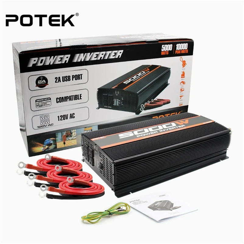POTEK 5000W Power Inverter Four AC Outlets 12V DC to 110V Car with 2 USB Port | Автомобили и мотоциклы