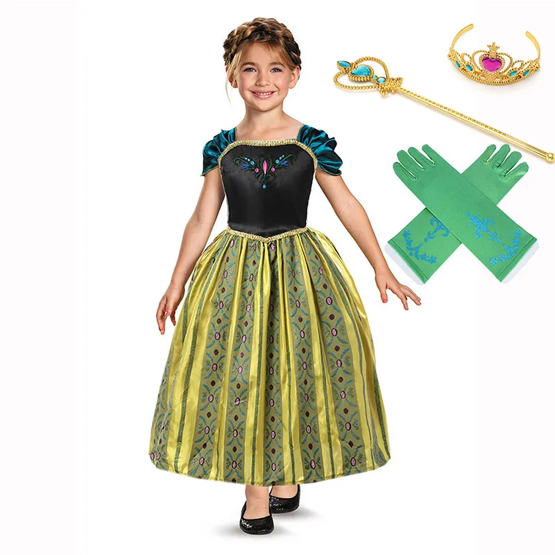 Coronation Set-1 PaMaBa/классический костюм принцессы Анны для девочек; вечерние платья; детские летние платья; Детский костюм Анны для костюмированной вечеринки на Хэллоуин; платье для коронации - Цвет: Coronation Set-1
