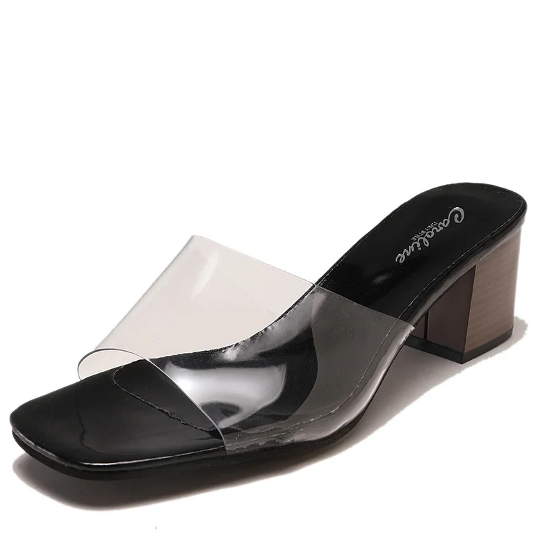 Летние пляжные шлепанцы с открытыми пальцами Женские мюли сапоги заклепками на