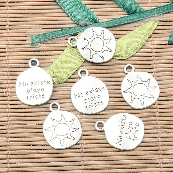 

30pcs tibetan silver color sun pattern words lettering charms H2383
