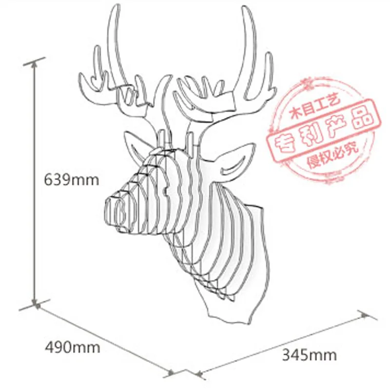 Деревянная голова оленя для украшения стен креативная деревянная животного в